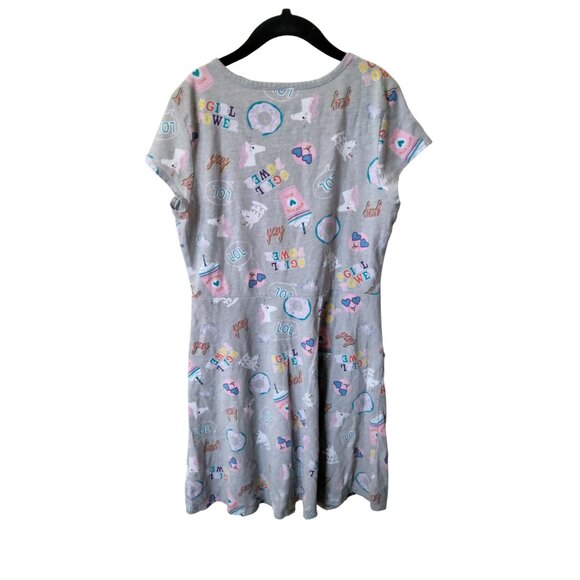 Wonder Nation Size Large 10/12 Girls Dress Gray Unicorns & Girl Power Print - Picture 6 of 9